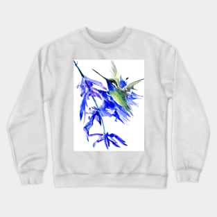 Hummingbird Flying in the Blue Crewneck Sweatshirt